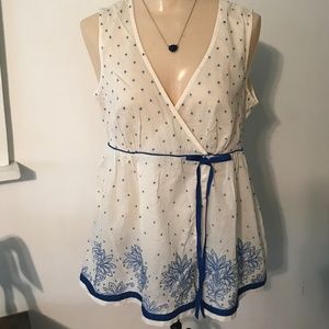 Womens Banana Republic Ivory Cotton Blouse Top